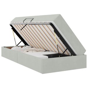 vidaXL Lit avec rangement et matelas Gris clair 90 x 200 cm Velours