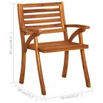 vidaXL Chaises à dîner de jardin avec coussins 3 Pièces Acacia massif