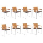 vidaXL Chaises de jardin 8 Pièces avec coussins Bois d'acacia solide