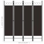 vidaXL Cloison de séparation 4 panneaux Marron 160 x 180 cm