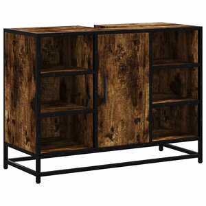 vidaXL Armoire lavabo de salle de bain chêne fumé bois d'ingénierie