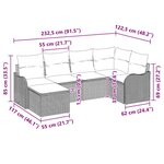 Ensemble de Canapé de Jardin 6 Pièces avec Coussins Gris Clair Rattan Poly