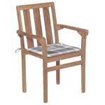 vidaXL Chaises de jardin lot de 2 avec coussins à carreaux gris Teck