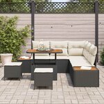 vidaXL Ensemble de canapé de jardin avec coussin 8 Pièces Noir et Crème
