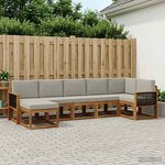 vidaXL Ensemble de canapés d'extérieur 7 Pièces Naturel et gris clair