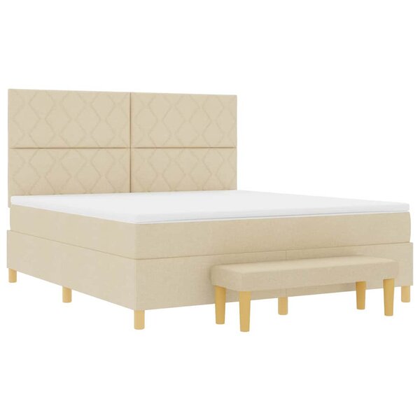 vidaXL Lit à ressorts avec matelas Crème 180 x 200 cm tissu