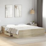 vidaXL Cadre de lit avec tiroirs sans matelas chêne sonoma 160x200 cm