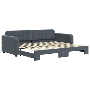 vidaXL Lit de jour avec gigogne sans matelas gris foncé 90x200 cm