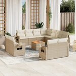 vidaXL Salon de jardin avec coussins 12 Pièces beige résine tressée