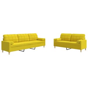 vidaXL Ensemble de canapés 2 Pièces coussins décoratifs jaune clair tissu