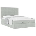 vidaXL Cadre de lit ottoman et matelas gris clair 140x190 velours