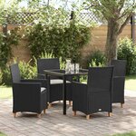 vidaXL Ensemble de salle à manger pour jardin 5 Pièces Noir polyrotin