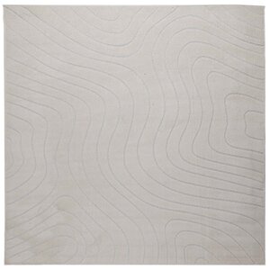 vidaXL Tapis de surface Carré HUARTE Crème 120 x 120 cm Polyester