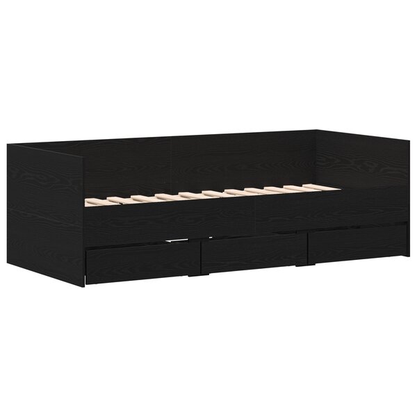 vidaXL Lit de jour Chêne noir Bois d'ingénierie 90 x 190 cm Durable