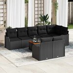vidaXL Ensemble de canapé de jardin 9 Pièces Noir Poly rotin