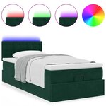 vidaXL Cadre de lit ottoman avec matelas vert foncé 100x200 cm velours