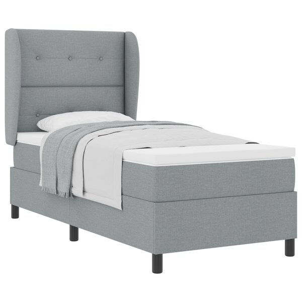 Lit Box Spring vidaXL avec Matelas Gris Clair 90x200 cm Tissu