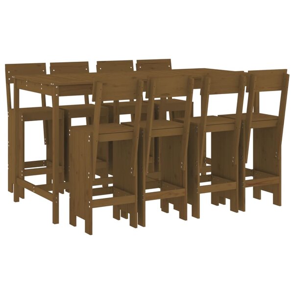 vidaXL Ensemble de bar de jardin 9 Pièces marron miel bois de pin massif
