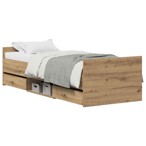 vidaXL Cadre de lit Chêne artisanal 193 x 78 x 50 cm Bois d'ingénierie