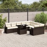 vidaXL Salon de jardin 10 Pièces avec coussins marron résine tressée