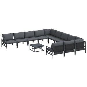 vidaXL Ensemble de canapé de jardin 12 Pièces Anthracite Acier