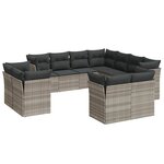 vidaXL Salon de jardin 11 Pièces avec coussins gris clair résine tressée