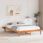 vidaXL Cadre de lit avec tables de chevet Marron Marron cire