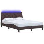 vidaXL Cadre de lit avec LED sans matelas marron foncé 140x190cm tissu