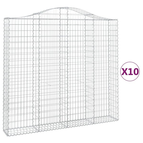 vidaXL Paniers à gabions arqués 10 Pièces 200x30x180/200 cm Fer galvanisé