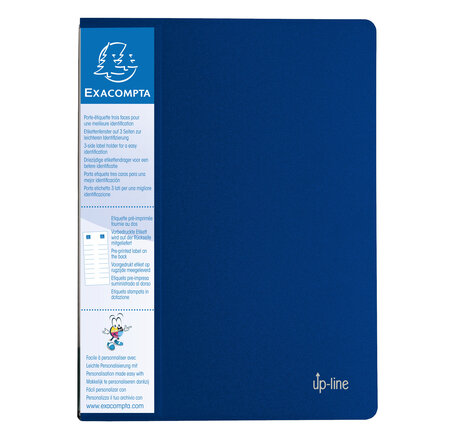 Protège-documents En Polypropylène Rigide Avec Porte Étiquette 3 Faces Up Line Opaque 80 Vues - A4 - Bleu - X 12 - Exacompta