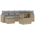 vidaXL Salon de jardin avec coussins 7 Pièces beige résine tressée