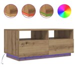 vidaXL Table basse avec lumières LED chêne artisanal 90x49x40 cm