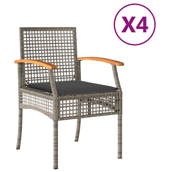 vidaXL Chaises de jardin coussins lot de 4 gris résine tressée acacia