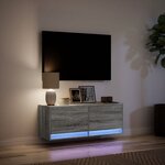 vidaXL Meuble TV mural avec lumières LED sonoma gris 100x31x35 cm