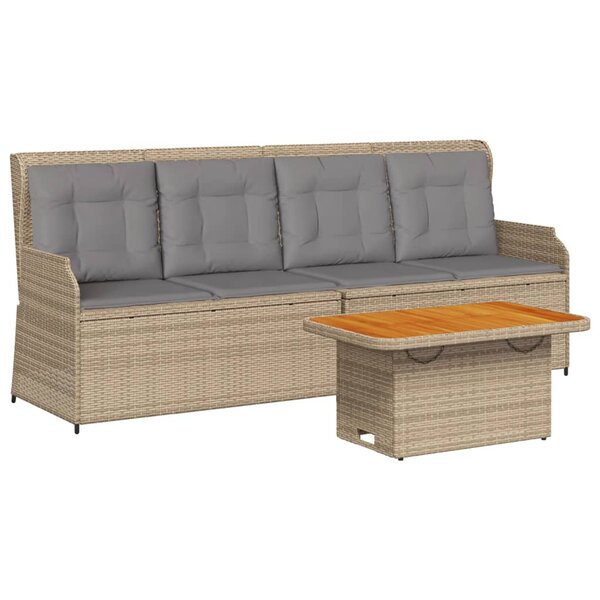 vidaXL Salon de jardin avec coussins 3 Pièces beige résine tressée