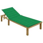 vidaXL Chaise longue avec coussin vert Bois de pin imprégné