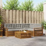 vidaXL Ensemble de canapés d'extérieur 5 Pièces Gris Naturel et Clair