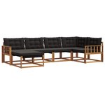 vidaXL Ensemble de canapés d'extérieur 6 pc Naturel et Noir