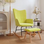 Vidaxl chaise à bascule avec tabouret vert tissu