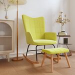 vidaXL Chaise à bascule avec tabouret Vert Tissu