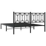 vidaXL Cadre de lit métal avec tête de lit noir 160x200 cm