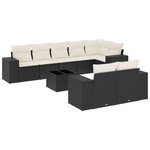 vidaXL Salon de jardin 9 Pièces avec coussins noir résine tressée