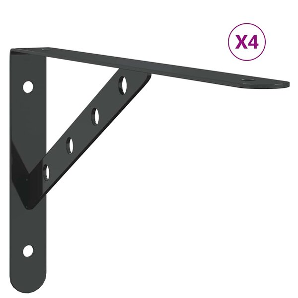 vidaXL Supports d'étagères 4 Pièces 30x2 5x15 5 cm noir acier inoxydable