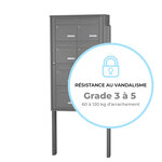 Bloc collectif Leabox  2x4  grade 3  simple face  Extérieur  fixation sur pieds à sceller  Gris poussière RAL 7037 finition brillante