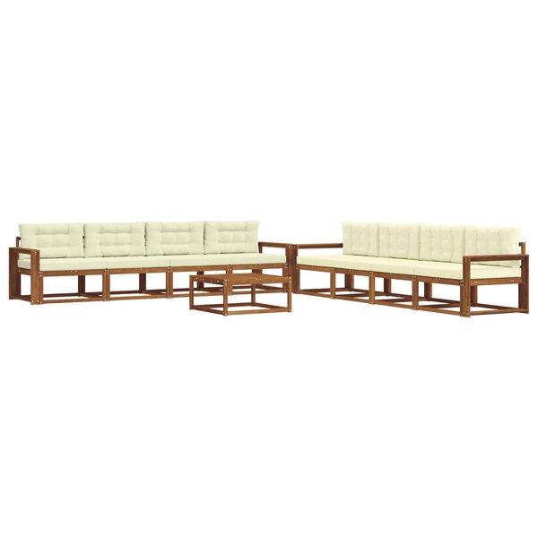 vidaXL Ensemble de canapés d'extérieur 9 Pièces Naturel et Crème