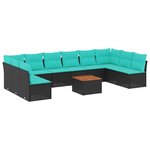 vidaXL Salon de jardin 11 Pièces avec coussins noir résine tressée