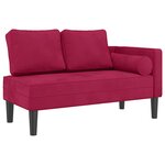 vidaXL Chaise longue avec coussins rouge bordeaux velours