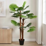 vidaXL Palmier Artificiel avec Feuilles en Éventail Vert