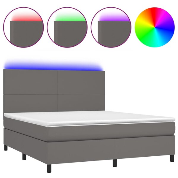 vidaXL Sommier à lattes de lit avec matelas et LED Gris 160x200 cm
