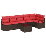 vidaXL Ensemble de Canapés 7 Pièces Marron polyrotin